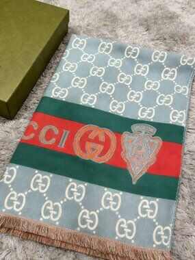 GUCCI GG Monogram Web Stripe Scarf